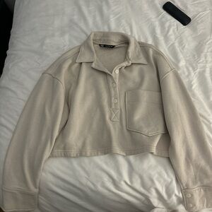 Zara tan cropped crewneck